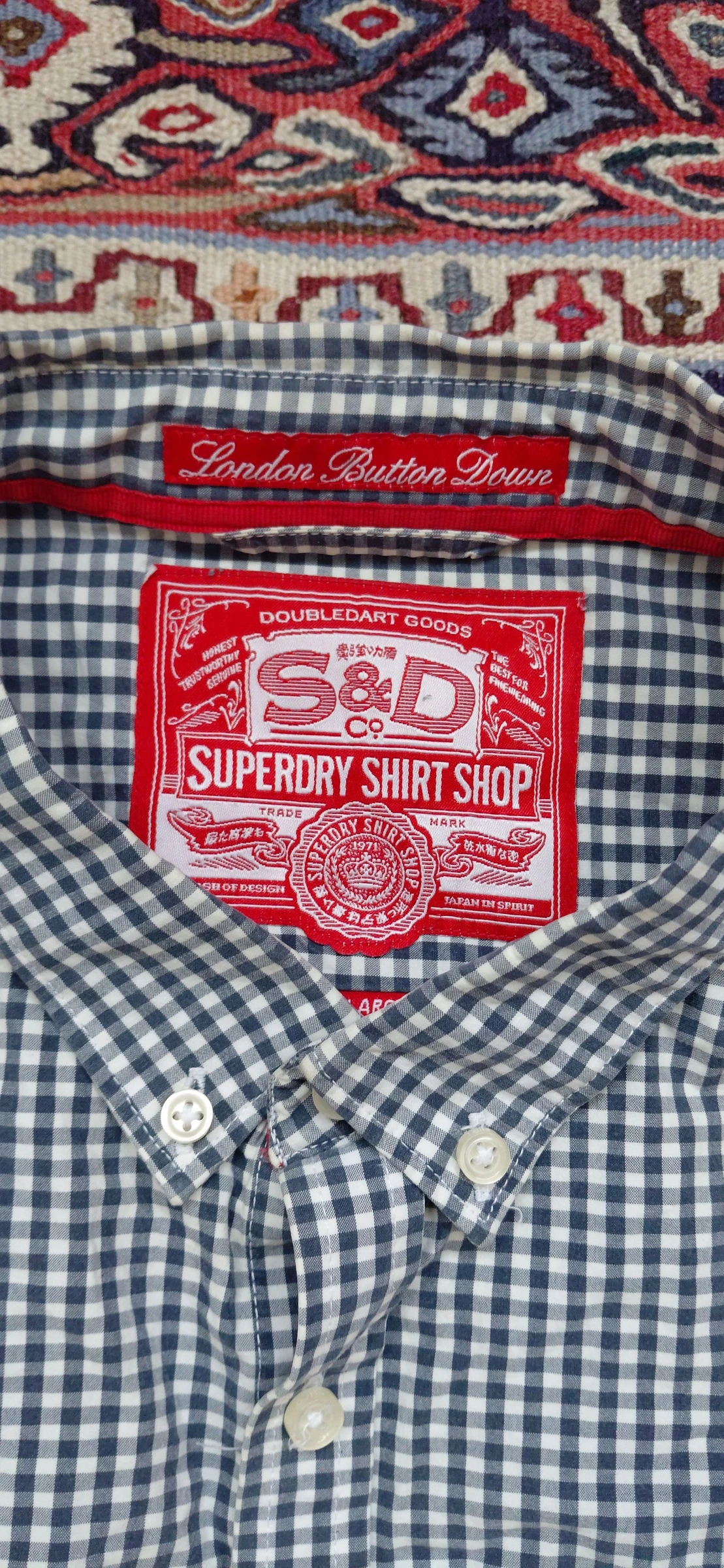 Superdry Chemise Homme XXL Vichy Bleu Blanc Button Down Casual Preppy – photo 5